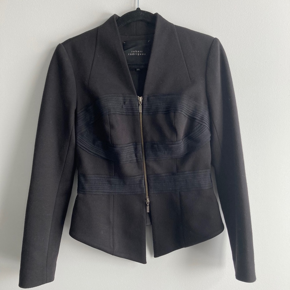 ROBERT RODRIGUEZ / black blazer with tulle detail